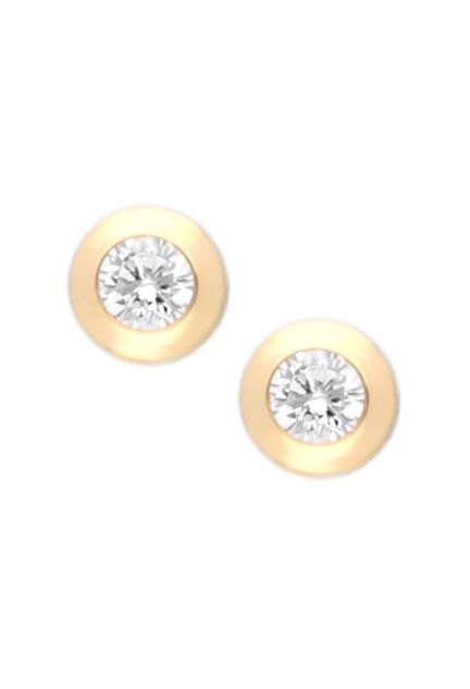 pendientes de oro amarillo 18 ktes tipo chaton vista frontal 234_1958