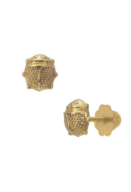 pendientes oro amarillo 18k para bebe mariquitas vista lateral precio barato joyeria online 083_JI222_01