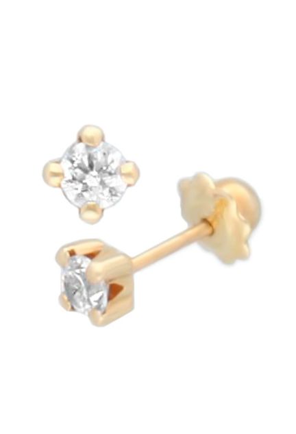 pendientes oro amarillo 18k y circonitas fotografia para parrilla web vista de lado