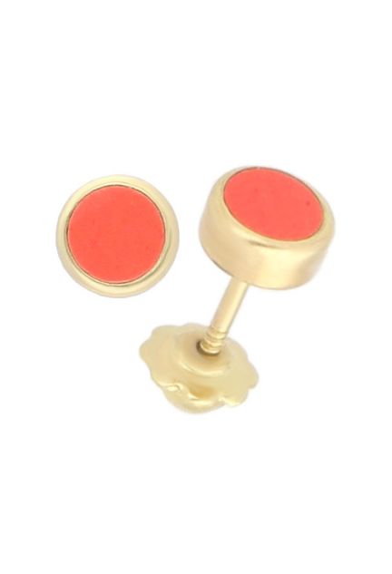 pendientes oro amarillo y coral fino foto lateral precio barato en joyeria online 141_00901PE_01