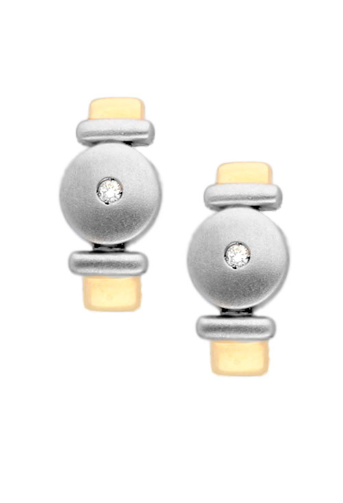 Pendientes oro bicolor con diamante, aretes para mujer venta online a precios baratos joyas de oro para mujer 083_AURYGEM011