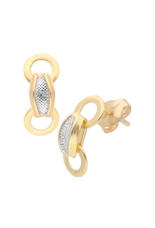 pendientes oro bicolor 18 kilates con sistemas de presion foto lateral 146_K152_01