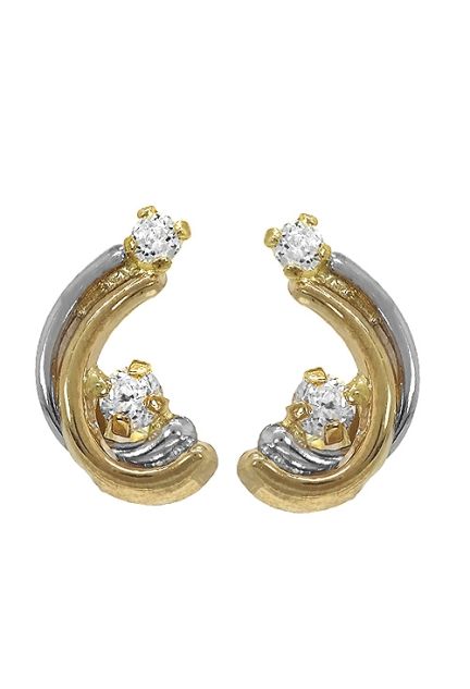 pendientes oro bicolor 18 kilates para comunion foto frontal precio oferta joyeria online 146_K181_01