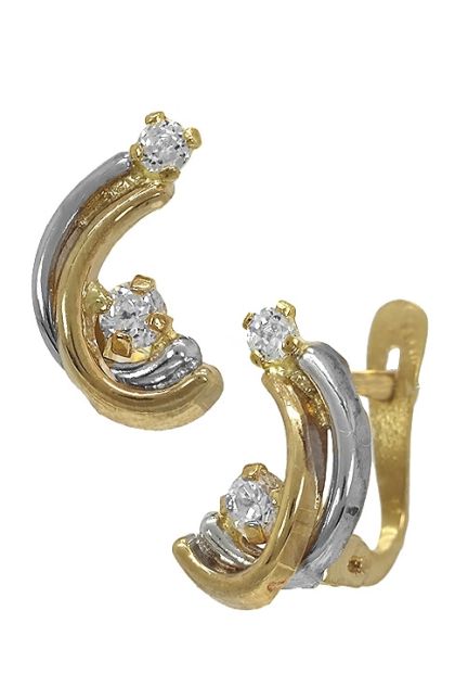 pendientes oro bicolor 18 kilates para comunion foto lateral precio oferta joyeria online 146_K181