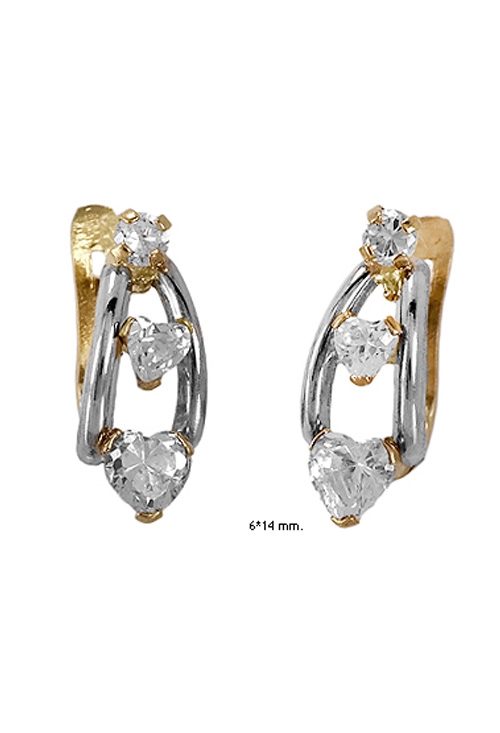 Pendientes oro bicolor 18 ktes y circonitas 146_K185-81780