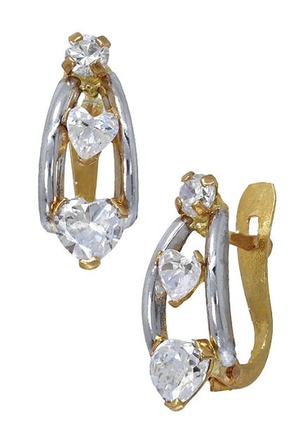 Pendientes oro bicolor 18 ktes y circonitas 146_K185-81782