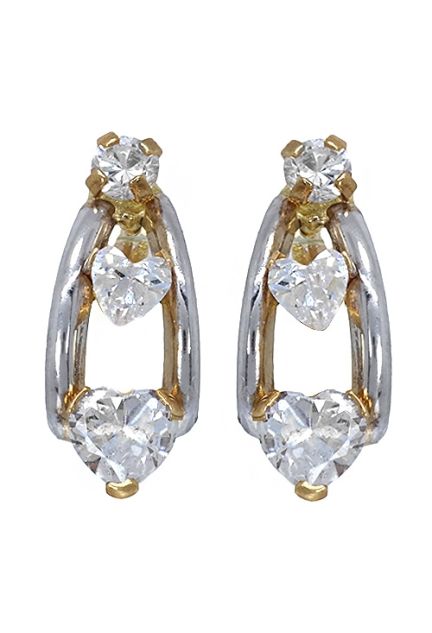 Pendientes oro bicolor 18 ktes y circonitas 146_K185-0