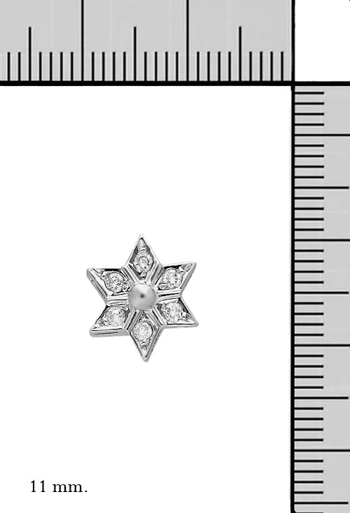 fotografia de pendiente forma de estrella oro blanco 18 kilates y diamantes foto con medidas