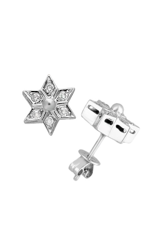 pendientes oro blanco 18 kilates con diamantes forma estrella cinco puntas precio barato para venta en joyeria online foto lateral 192_Z1323_01