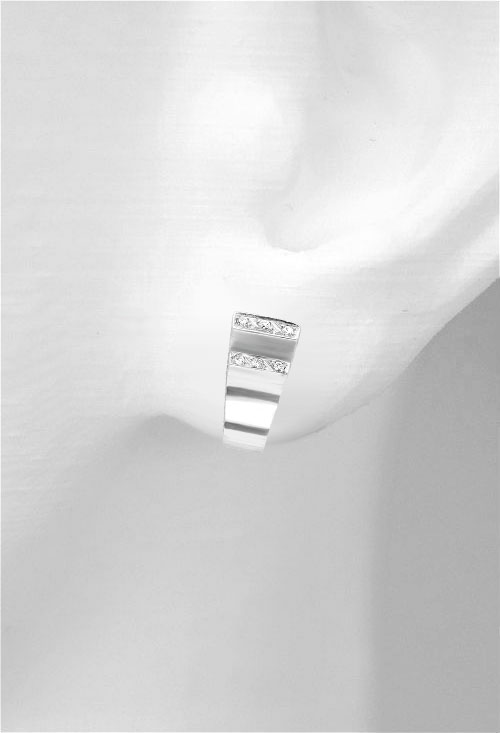 pendientes oro blanco 18 kilates con diamantes fotografia en expositor oreja 195_R4762