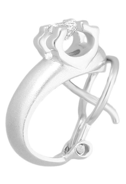 Pendientes oro blanco y diamantes 083_AUR008 pendientes oro blanco 18 kilates con diamantes garra c de cartier foto lateral detalle 083_AUR008_01