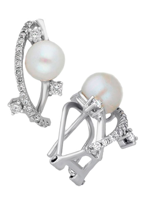 Pendientes para novia oro blanco diamantes y perla cultivada. 012_41 pendientes_oro_blanco_18_kilates_con_diamantes_y_perla_cultivada_precio_barato_joyeria_online_indicados_para_novia_foto_lateral_012_41_02