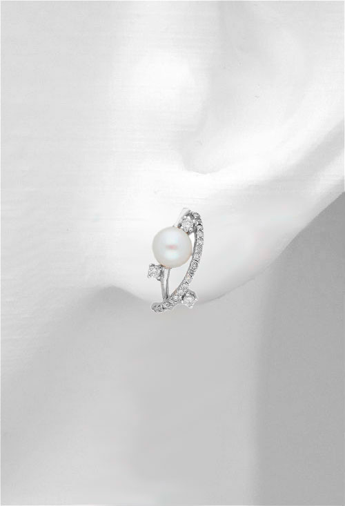 Pendientes para novia oro blanco diamantes y perla cultivada. 012_41 pendientes oro blanco 18 kilates con diamantes y perla cultivada precio barato joyeria online indicados para novia foto modelo 012_41_03