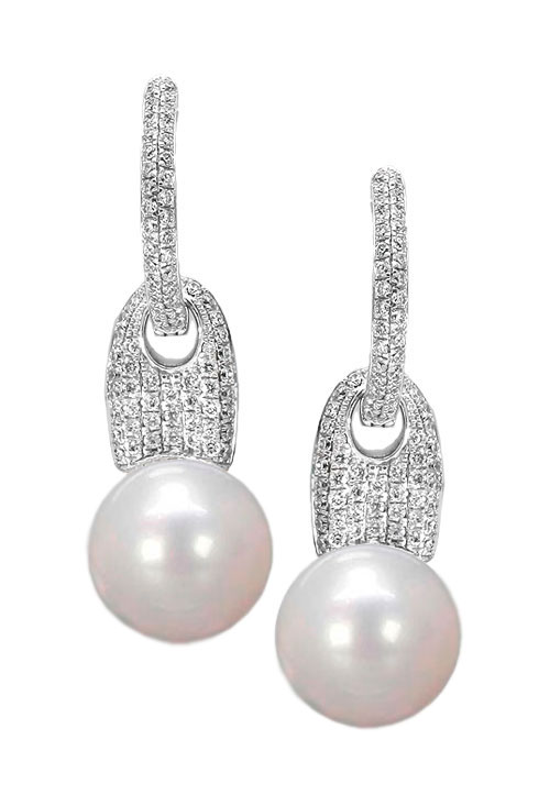 Pendientes dos en uno oro blanco 18k con diamantes y perlas 026_A126 pendientes oro blanco 18 kilates con diamantes y perlas cultivadas foto principal para la joyeria online mas barata
