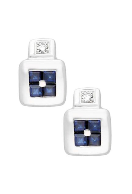 Pendientes oro 1ª ley 750 mmas. (18 k.) con diamante aretes oro blanco rfcia.133_3865-P