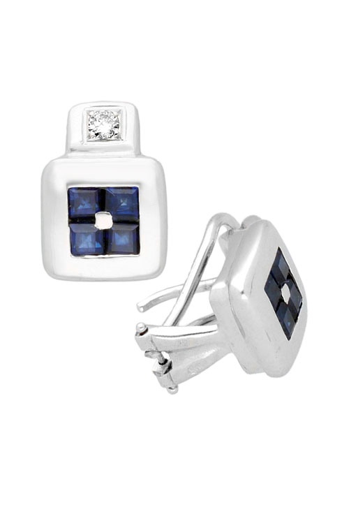 Pendientes oro blanco 18k con diamantes y zafiros 133_3865-P pendientes oro blanco 18 kilates con zafiros y diamantes precio especial muy barato solo en joyeria online foto lateral 133_3865-P_01