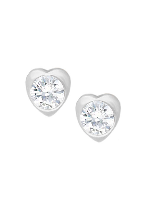 Pendientes dormilona oro blanco forma corazón 052_1T154-6B-0