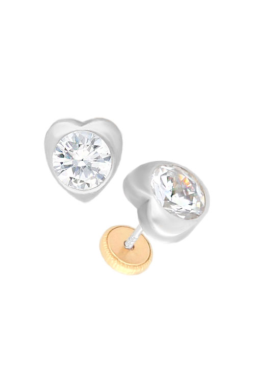 pendientes oro blanco 18 kilates forma de corazon sistemas de tornillo precio barato joyas online foto lateral 052_1T154-6B_01