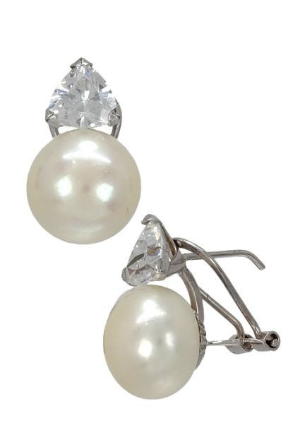 pendientes oro blanco 18 ktes y perlas japonesa diseño moderno vista lateral 234_2432-B_01