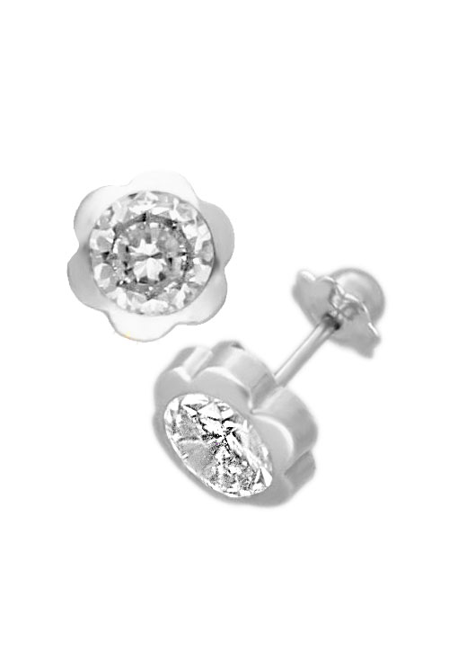 pendientes oro blanco 18k chatones flor foto lateral 234_1028-B_01 precio especial joyeria online
