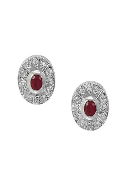 pendientes oro blanco 18 ktes con diamantes y rubies finos vista frontal precio barato 192_Z1338R