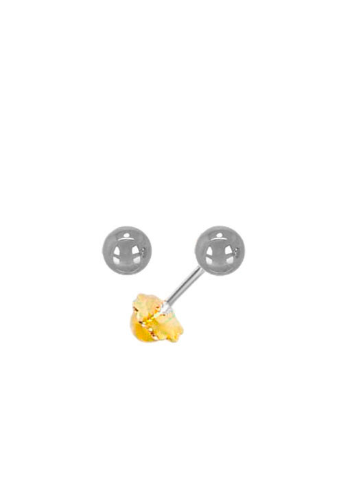 pendientes oro blanco bolas de 4 milimetros precio barato joyeria online foto de lado 234_1133-B_01