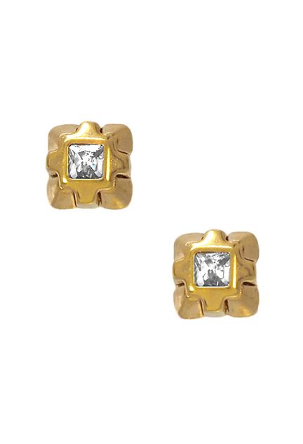 pendientes oro para bebe bisel cuadrado circonita central foto frontal 057_44389-0000