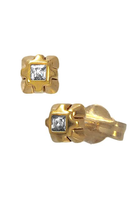 pendientes oro para bebe bisel cuadrado circonita central foto lateral 057_44389-0000_01