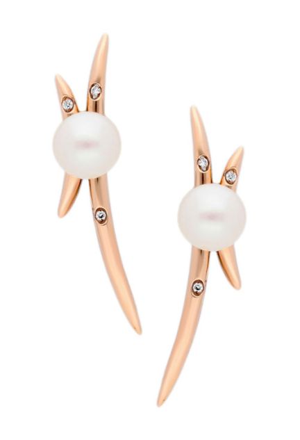 pendientes oro rosa 18 kilates con diamantes talla brillante y perlas cultivadas precio barato joyeria online foto frontal 007_13604-3