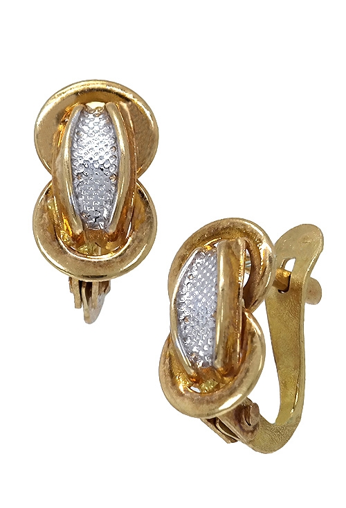 Pendientes oro bicolor 18K 146_K179 pendientes para niña oro bicolor 18 ktes foto lateral 146_K179_01