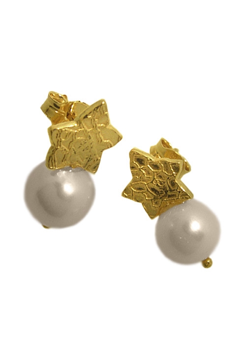 Pendientes plata chapada y perla cultivada 266_011734-2-3 Pendientes plata, aretes, con piedras. 266_011734-2-3