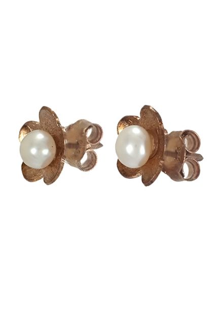 pendientes plata chapada en rosa con perla cultivada foto lateral 200_P001-1R_01