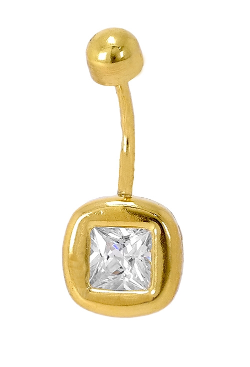 Piercing oro 18 ktes y circonita cuadrada para ombligo 140_PI-3.000 Piercing oro 18 ktes y circonita cuadrada para ombligo joyas de mujer a precios baratos 140_PI-3.000