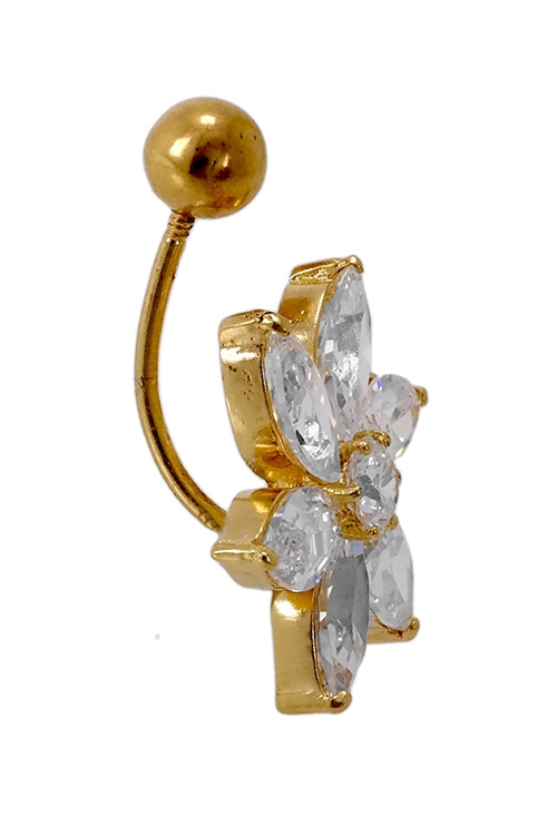 Piercing oro 18K para ombligo flor de circonitas 108_5858-PIR venta online piercing oro 18K para ombligo flor de circonitas joyas de mujer a precios baratos