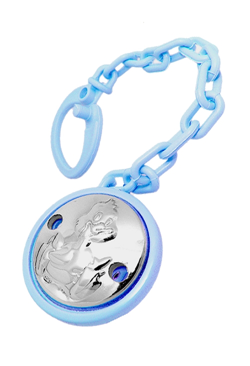 Pinzas para chupete en color azul, plata de ley con imagen patito 088_005120-C Pinzas para chupete en color azul, plata de ley con imagen patito regalos para bautizos a precios baratos 088_005120-C