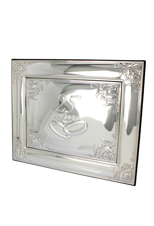 Placa de plata 25 aniversario 088_001414-25 placa homenaje 25 aniversario plata de ley foto oblicua 088_001414-25_01