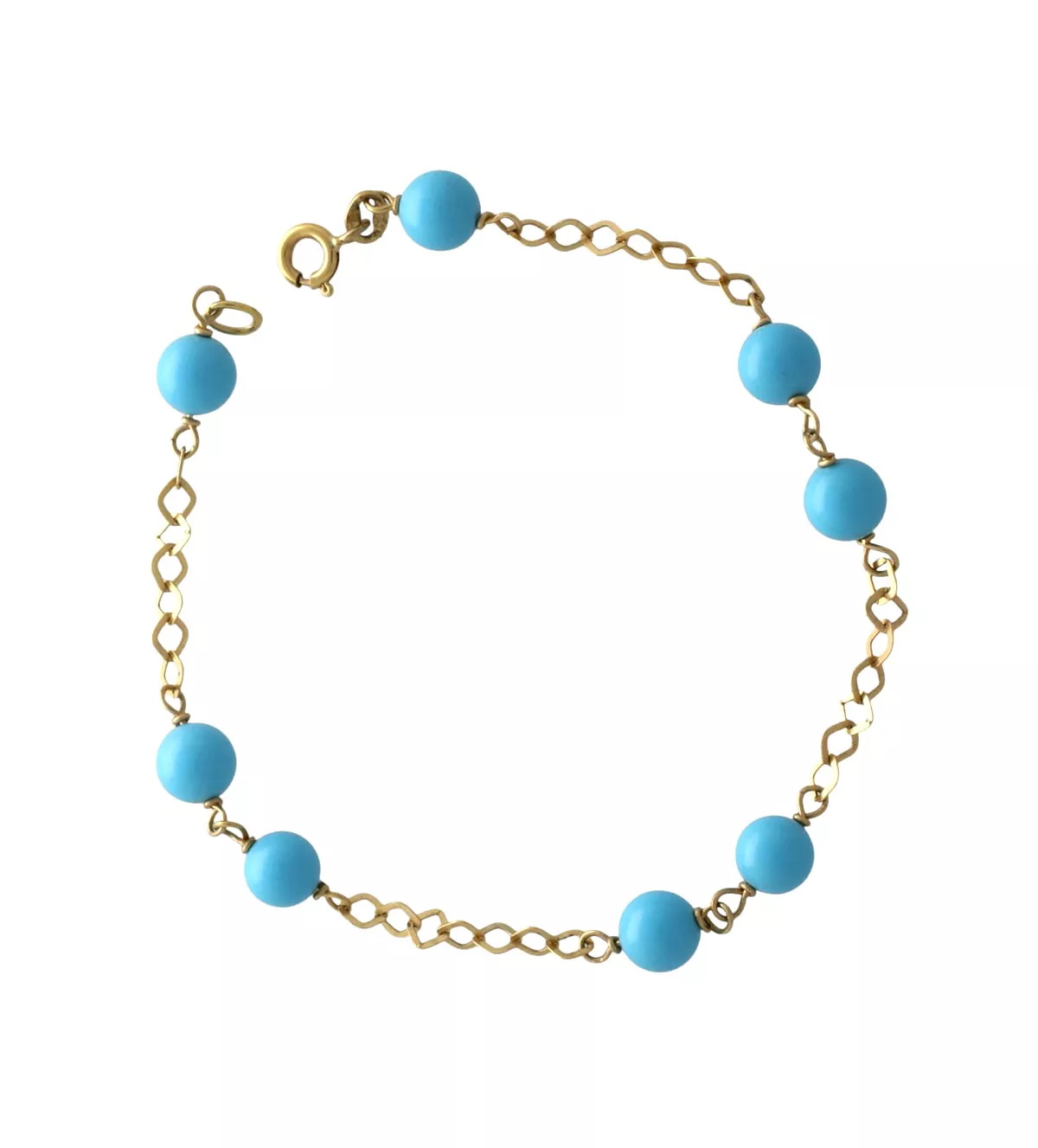 Pulsera de oro 18k con bolas de turquesa pulsera de oro 18k con turquesas foto principal