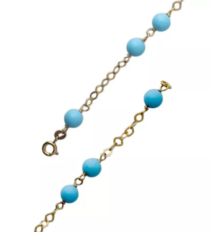 pulsera de oro 18k con turquesas foto detalle