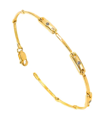 pulsera de oro amarillo 18 ktes con diamantes sobre entrepiezas rectangulares 192_Z4539