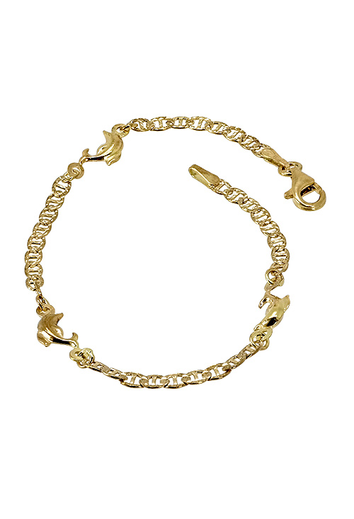 Pulsera de oro con delfines como entrepiezas 045_48303008-18 Pulsera de oro amarillo 18 ktes - foto 1 - rfcia.045_48303008-18