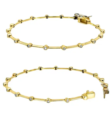 pulsera de oro amarillo 18k con diamantes engastados en chatones de 3mm de dm. 100 T068OA 01