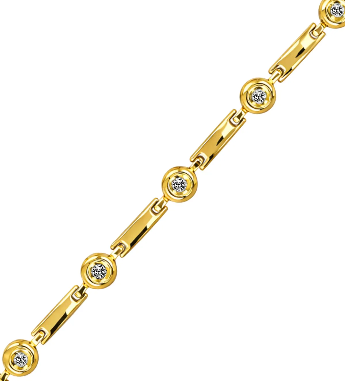 Pulsera de oro con diamante 133_3941 pulsera de oro amarillo con diamantes chatones 133_3941_02