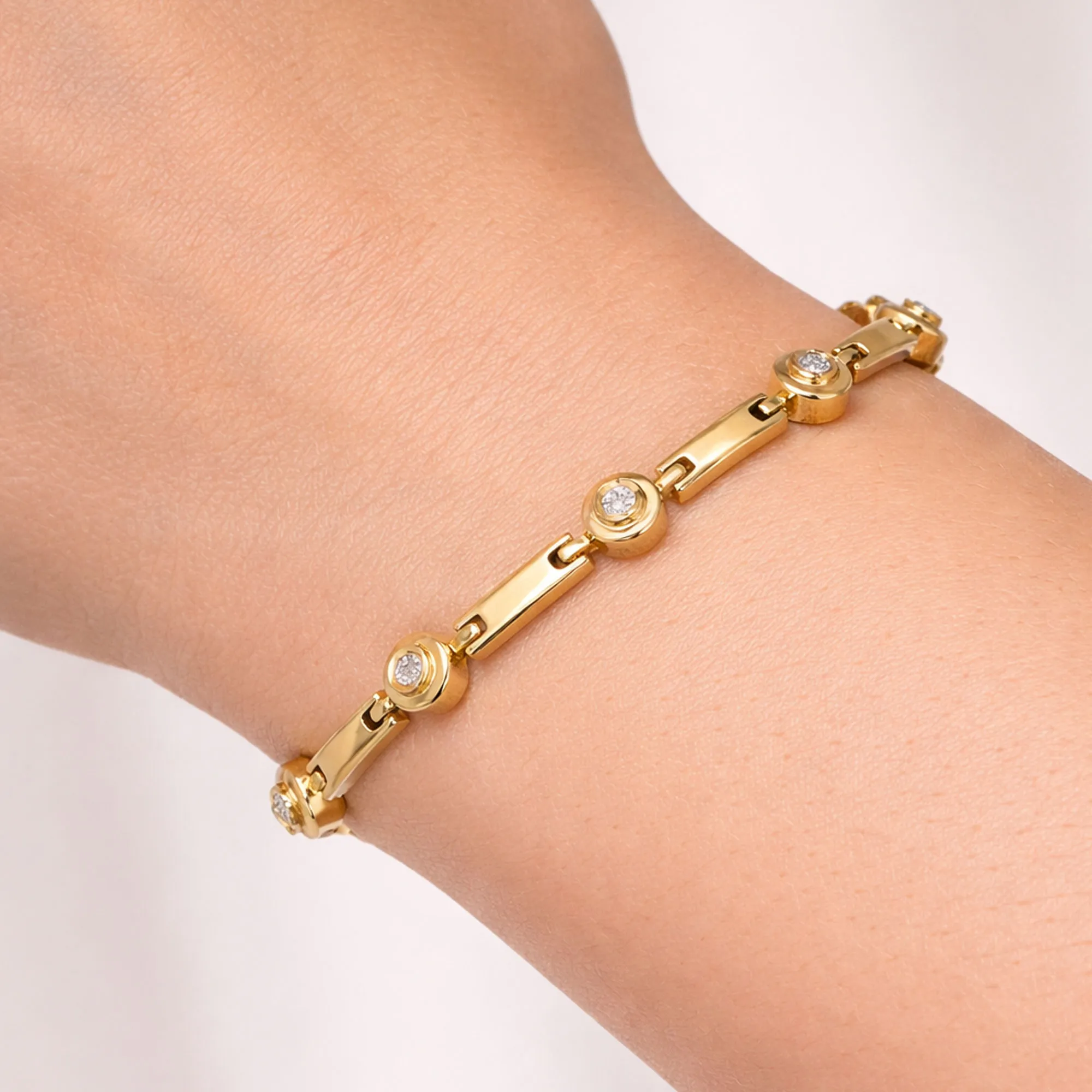 Pulsera de oro con diamante 133_3941 pulsera de oro amarillo con diamantes chatones 133_3941_10