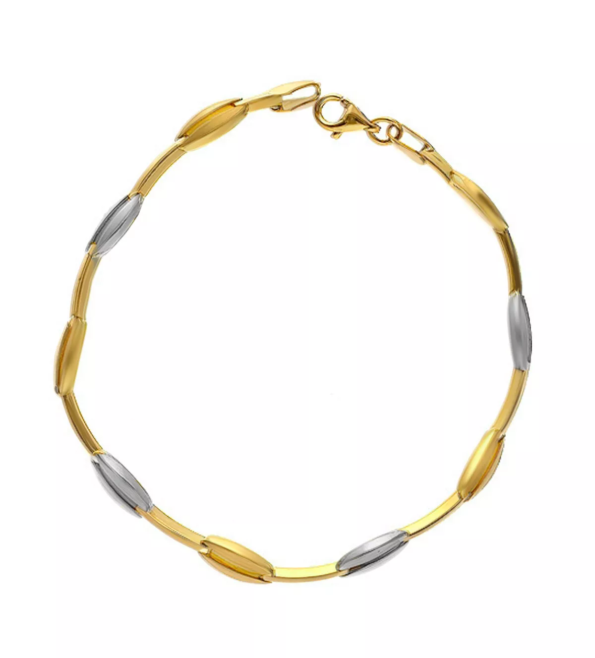 Pulsera de oro de 9 Ktes Ovalo Bicolor pulsera de oro bicolor 9 ktes vista cenital