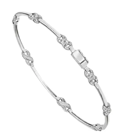 pulsera de oro blanco 18 ktes con entrepiezas trenzadas de brillantes 139 0429 PU