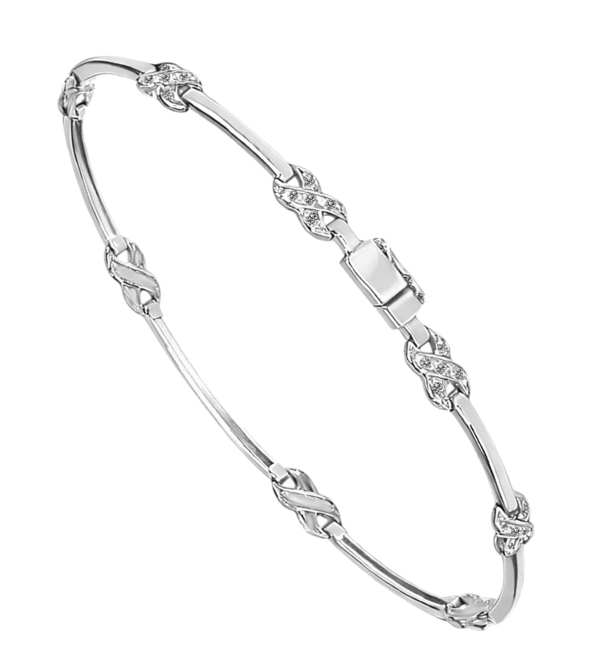 Pulsera de oro blanco con diamantes 139_0429-PU pulsera de oro blanco 18 ktes con entrepiezas trenzadas de brillantes 139 0429 PU