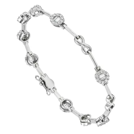 pulsera de oro blanco 18k con diamantes naturales talla baguette y talla brillante 210_020-886