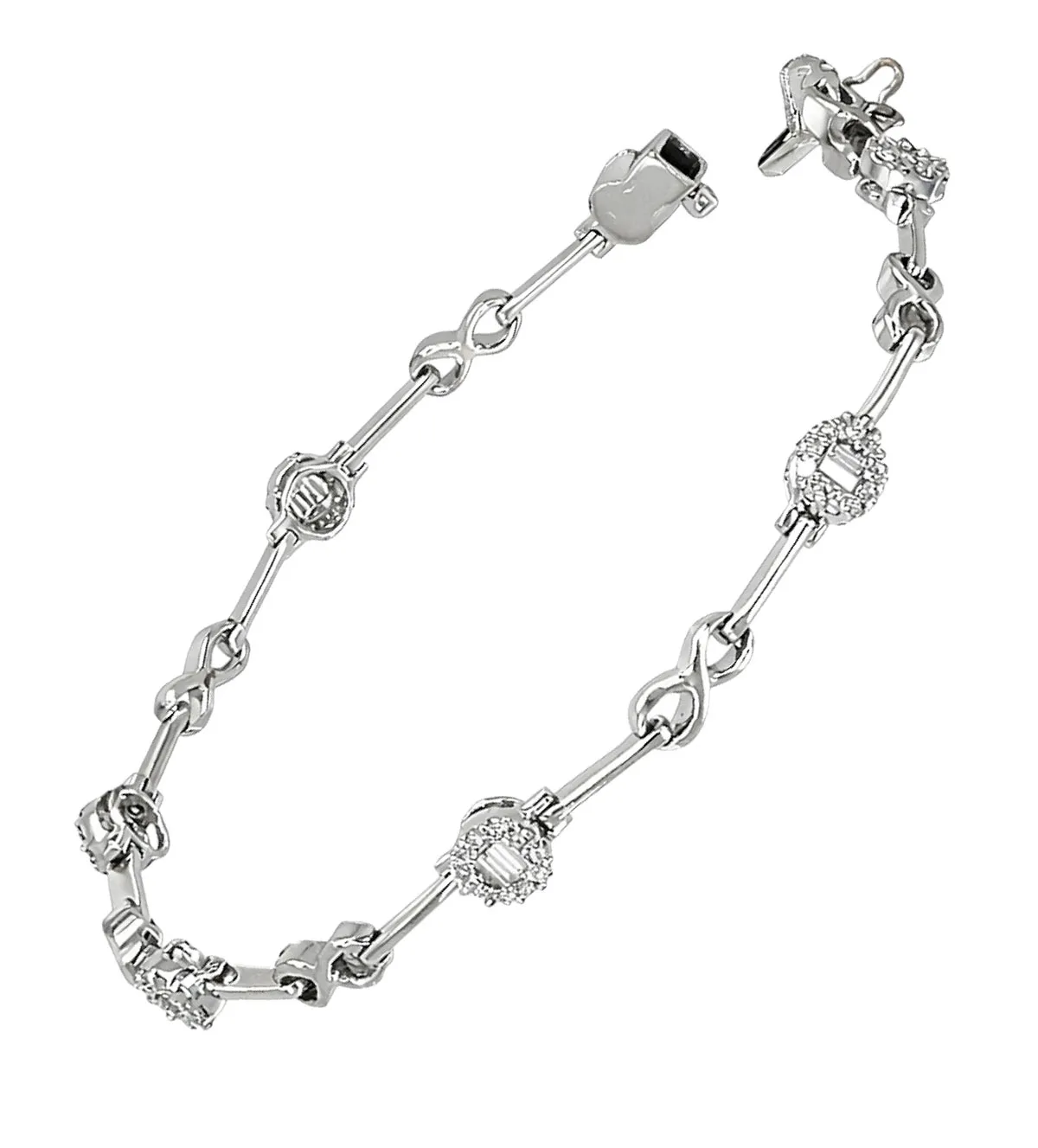 Pulsera de oro blanco 18k con diamantes 210_020-886 pulsera de oro blanco 18k con diamantes naturales talla baguette y talla brillante 210_020-886_01