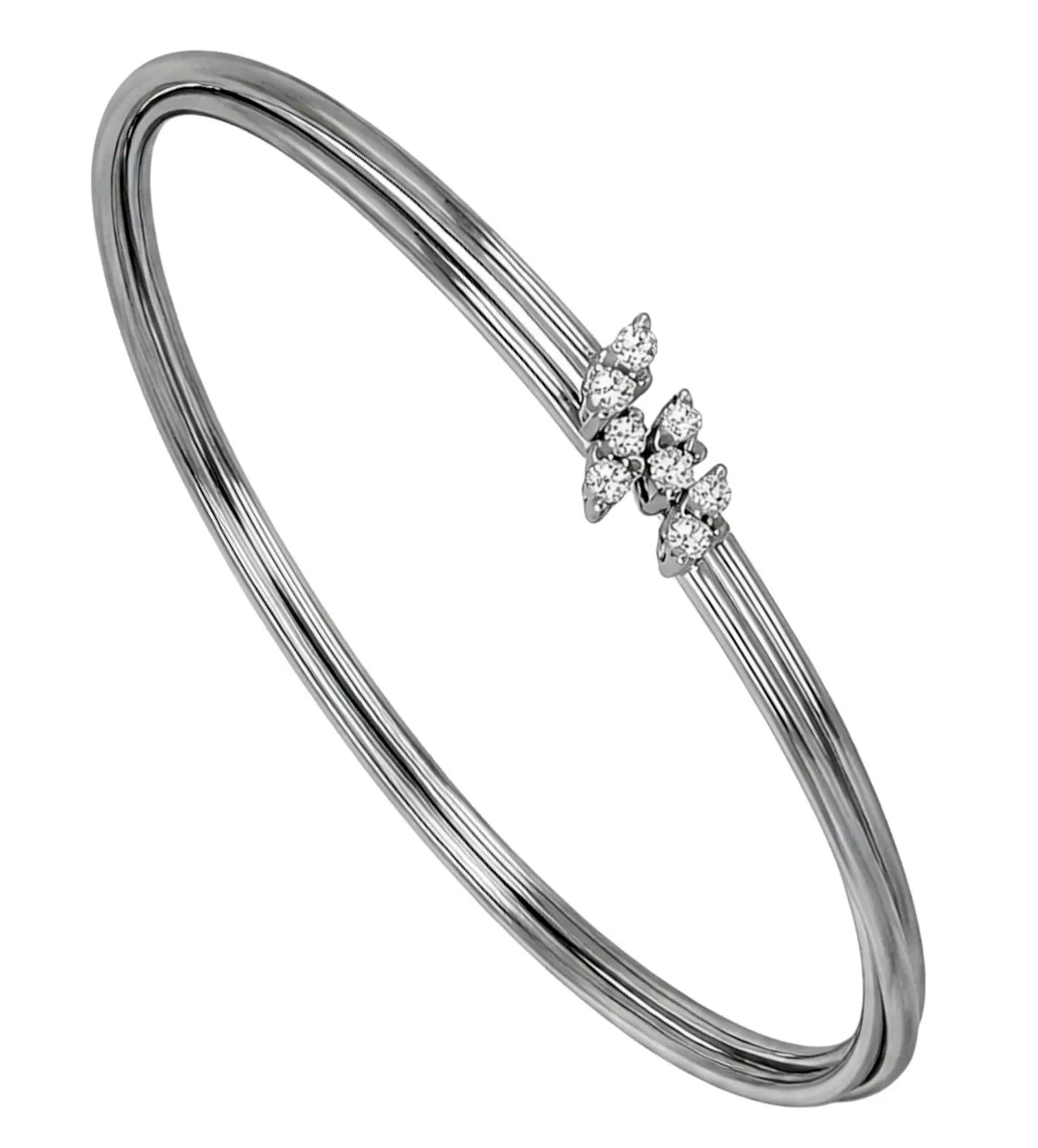 Pulsera de oro blanco 18k con diamantes 025_F-01207 pulsera de oro blanco con brillantes modelo rigido 025_F-01207