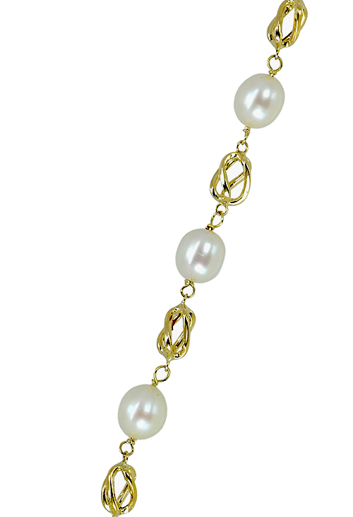 Pulsera en oro amarillo de 18K con perlas y entrepiezas - foto 04 - rfcia 025_F-01219